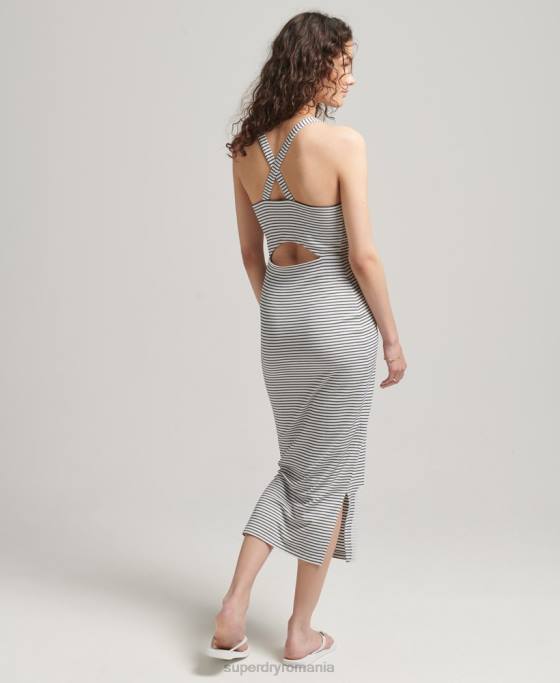 Superdry rochie midi cu bretele la spate îmbrăcăminte alb femei JX0Z2530