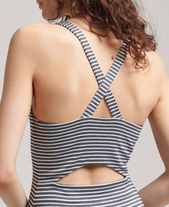Superdry rochie midi cu bretele la spate îmbrăcăminte marina femei JX0Z2538