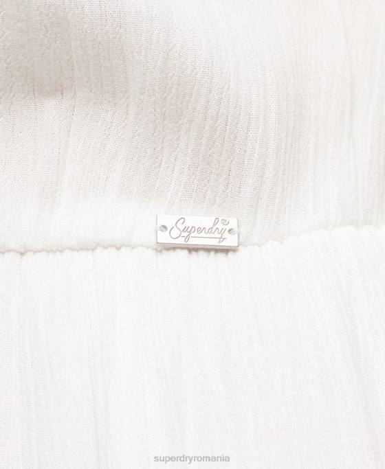 Superdry rochie midi cu etaje brodate îmbrăcăminte alb femei JX0Z1985