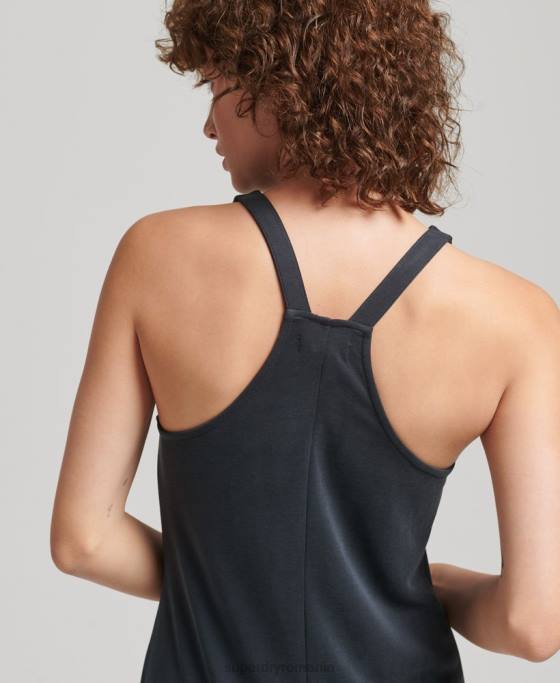 Superdry rochie midi din jerse cu bretele la spate îmbrăcăminte negru femei JX0Z6735