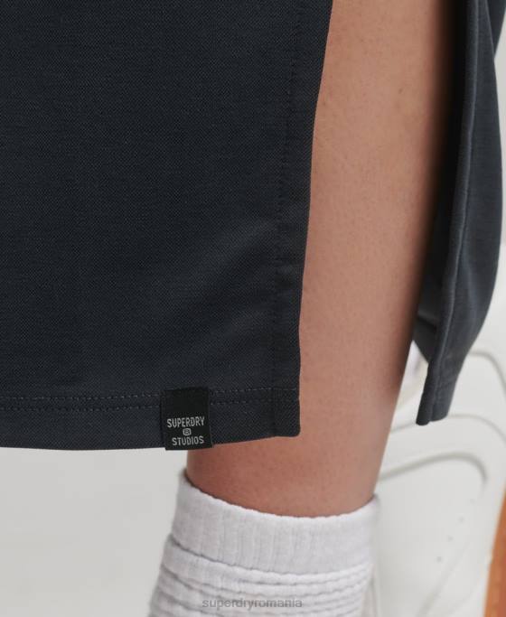 Superdry rochie midi din jerse cu bretele la spate îmbrăcăminte negru femei JX0Z6735