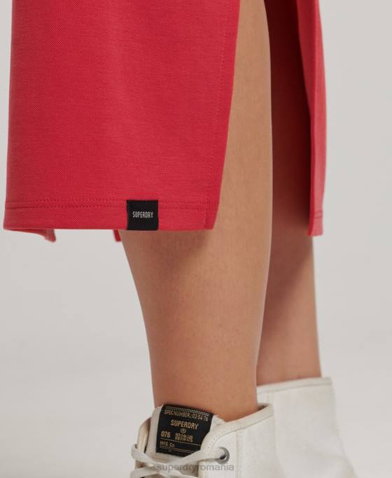 Superdry rochie midi din jerse cu bretele la spate îmbrăcăminte roșu femei JX0Z2552