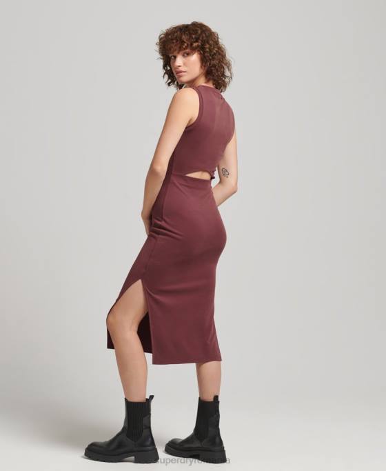Superdry rochie midi din jerse cu detaliu la spate îmbrăcăminte roșu femei JX0Z2491
