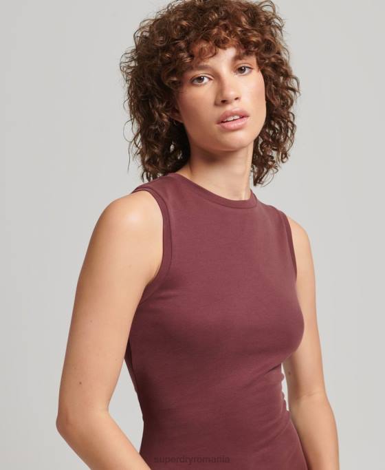 Superdry rochie midi din jerse cu detaliu la spate îmbrăcăminte roșu femei JX0Z2491