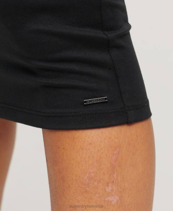 Superdry rochie midi din tricou t spate îmbrăcăminte negru femei JX0Z2395