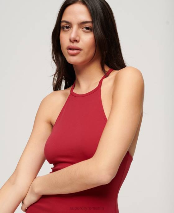 Superdry rochie midi din tricou t spate îmbrăcăminte roșu femei JX0Z2365