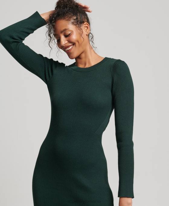 Superdry rochie midi tricotată fără spate îmbrăcăminte verde femei JX0Z6684