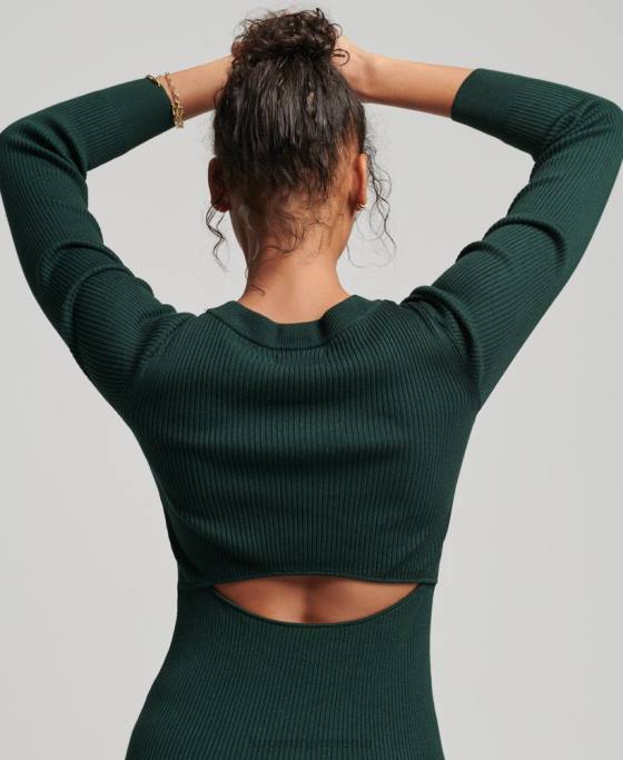 Superdry rochie midi tricotată fără spate îmbrăcăminte verde femei JX0Z6684