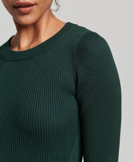 Superdry rochie midi tricotată fără spate îmbrăcăminte verde femei JX0Z6684