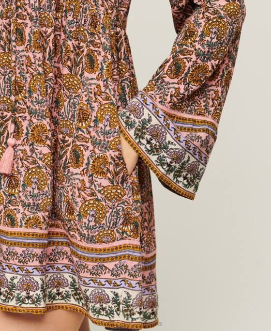 Superdry rochie mini anilor 60 cu maneci evazate îmbrăcăminte roz femei JX0Z2080