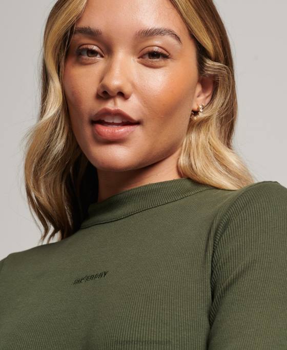 Superdry rochie mini bodycon cu mânecă lungă îmbrăcăminte kaki femei JX0Z6666