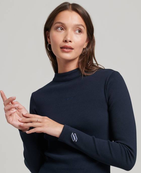 Superdry rochie mini bodycon cu mânecă lungă îmbrăcăminte marina femei JX0Z6534