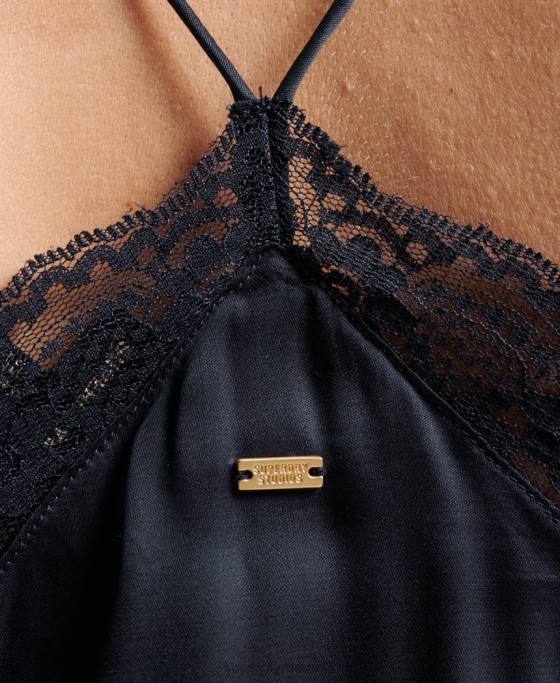 Superdry rochie mini cami din satin îmbrăcăminte marina femei JX0Z2474