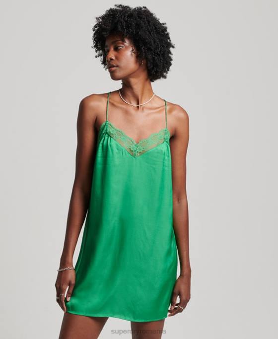 Superdry rochie mini cami din satin îmbrăcăminte verde femei JX0Z2452
