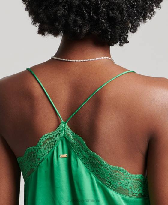 Superdry rochie mini cami din satin îmbrăcăminte verde femei JX0Z2452