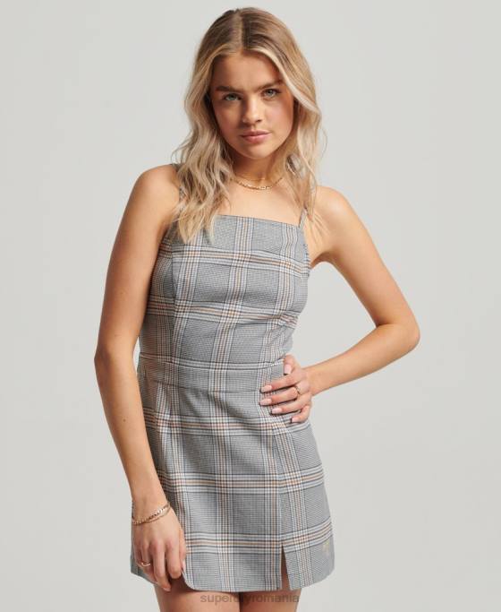 Superdry rochie mini cami vintage check îmbrăcăminte gri femei JX0Z2475