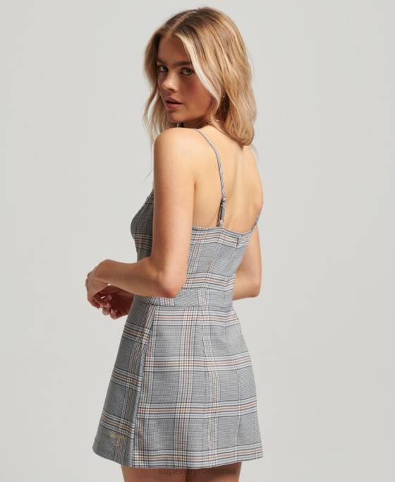 Superdry rochie mini cami vintage check îmbrăcăminte gri femei JX0Z2475
