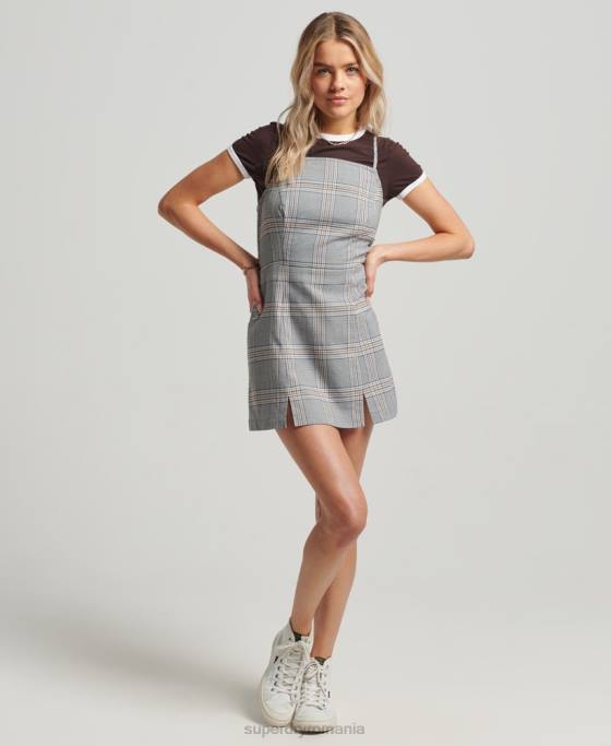 Superdry rochie mini cami vintage check îmbrăcăminte gri femei JX0Z2475