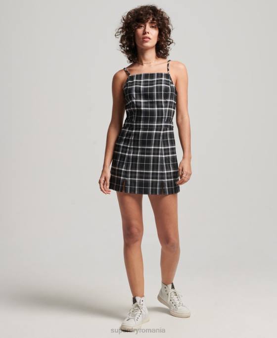Superdry rochie mini cami vintage check îmbrăcăminte negru femei JX0Z2435