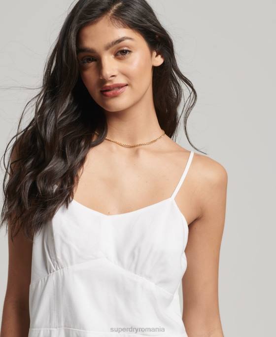 Superdry rochie mini cami vintage îmbrăcăminte alb femei JX0Z1967