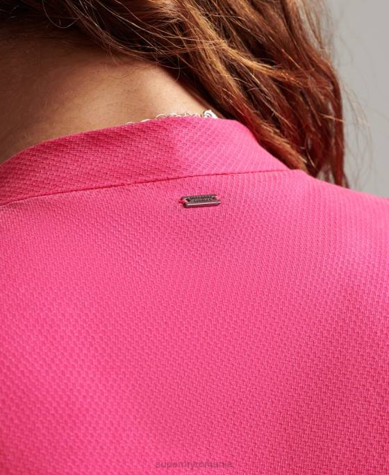 Superdry rochie mini cu etaje îmbrăcăminte roz femei JX0Z2550
