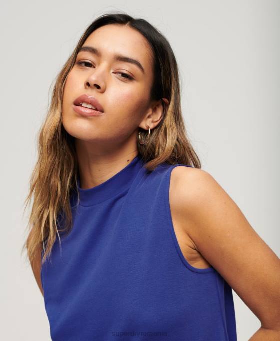 Superdry rochie mini cu linie a fără mâneci îmbrăcăminte albastru femei JX0Z2357