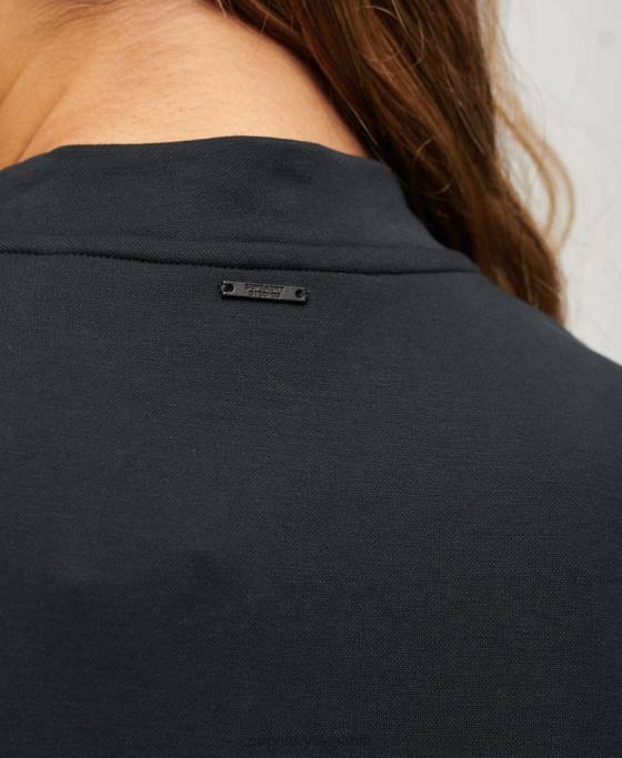 Superdry rochie mini cu linie a fără mâneci îmbrăcăminte negru femei JX0Z1959