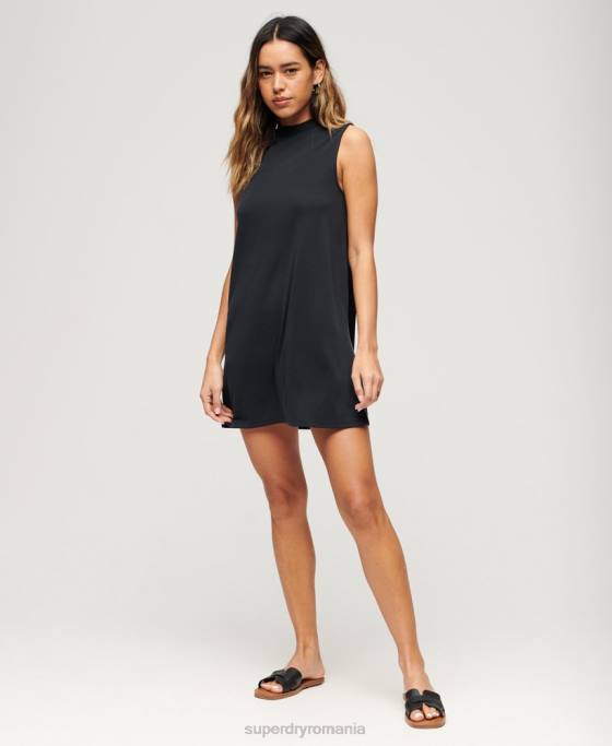 Superdry rochie mini cu linie a fără mâneci îmbrăcăminte negru femei JX0Z1959
