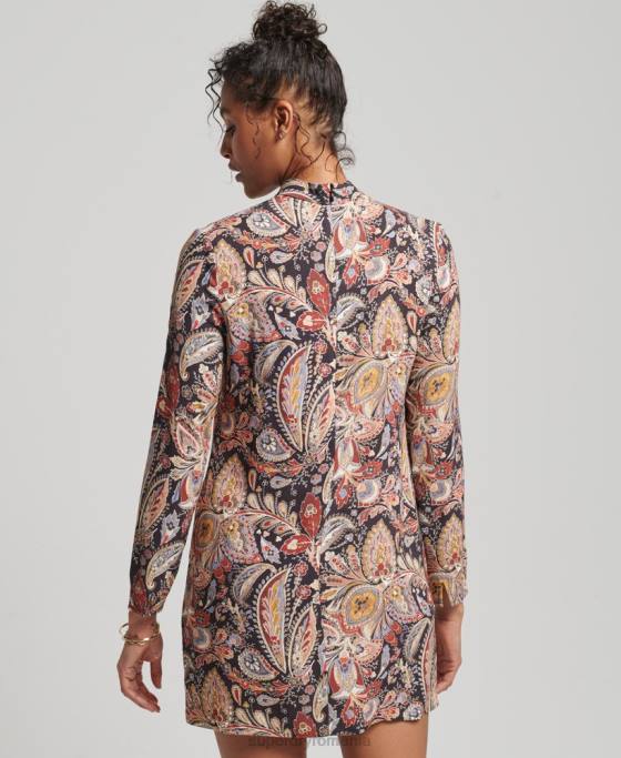 Superdry rochie mini cu maneca lunga imprimata îmbrăcăminte bronzat femei JX0Z2476