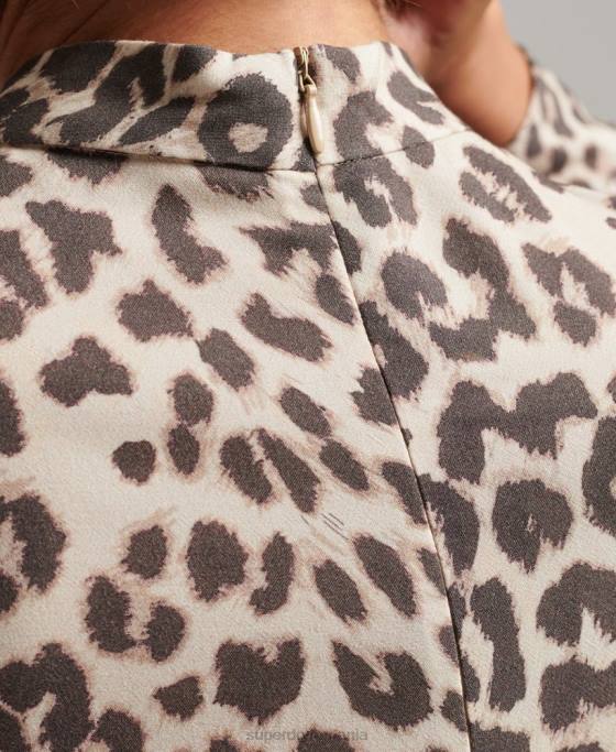 Superdry rochie mini cu maneca lunga imprimata îmbrăcăminte maro femei JX0Z2438