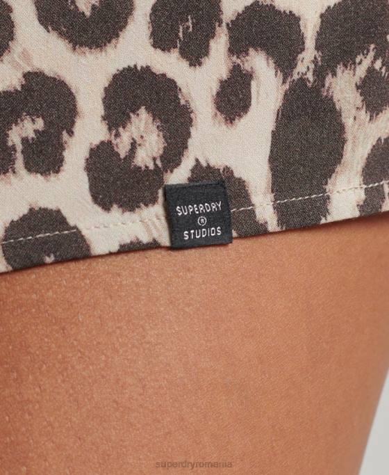 Superdry rochie mini cu maneca lunga imprimata îmbrăcăminte maro femei JX0Z2438