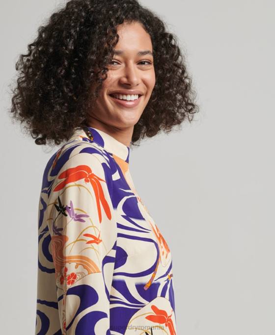Superdry rochie mini cu maneca lunga imprimata îmbrăcăminte multi femei JX0Z2467