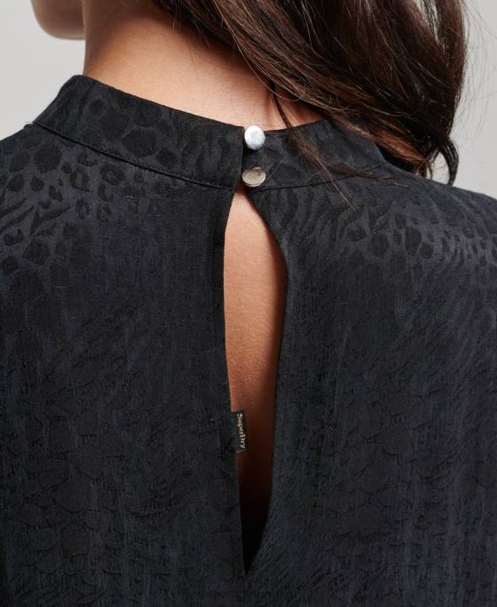 Superdry rochie mini cu maneci scurte cu etaje îmbrăcăminte gri inchis femei JX0Z6720