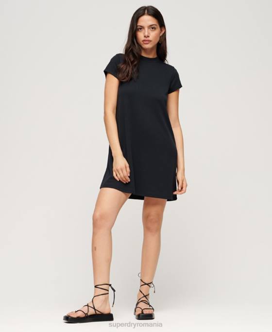Superdry rochie mini cu mânecă scurtă îmbrăcăminte negru femei JX0Z1964