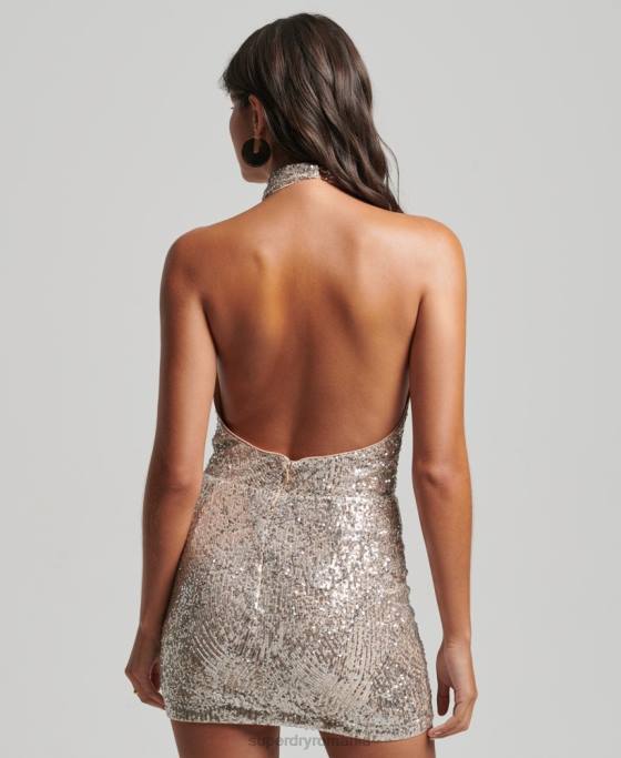 Superdry rochie mini cu paiete cu capul îmbrăcăminte argint femei JX0Z2485