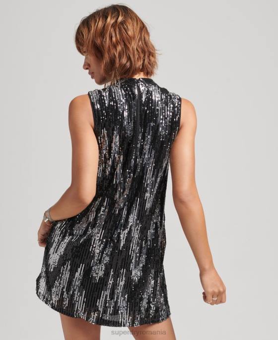 Superdry rochie mini cu paiete o linie îmbrăcăminte multi femei JX0Z2460