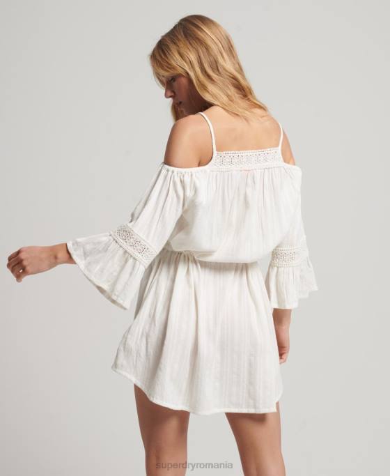 Superdry rochie mini cu umeri reci îmbrăcăminte alb femei JX0Z2400
