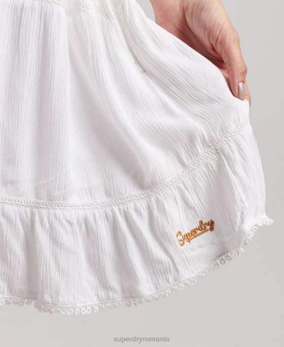 Superdry rochie mini de plajă îmbrăcăminte alb femei JX0Z2413