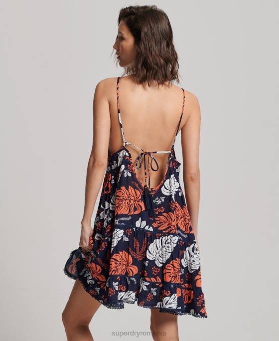 Superdry rochie mini de plajă îmbrăcăminte marina femei JX0Z2417