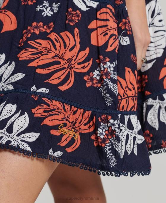 Superdry rochie mini de plajă îmbrăcăminte marina femei JX0Z2417