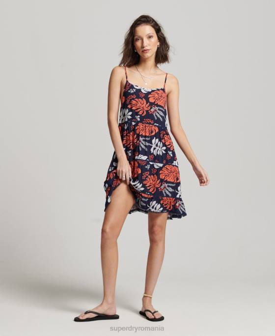 Superdry rochie mini de plajă îmbrăcăminte marina femei JX0Z2417