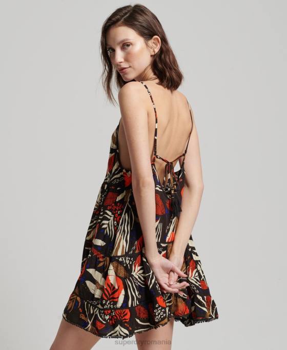 Superdry rochie mini de plajă îmbrăcăminte maro femei JX0Z2504