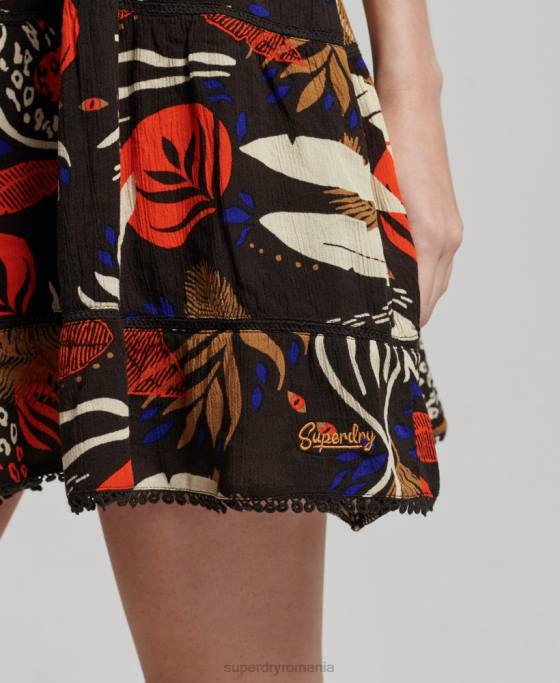Superdry rochie mini de plajă îmbrăcăminte maro femei JX0Z2504