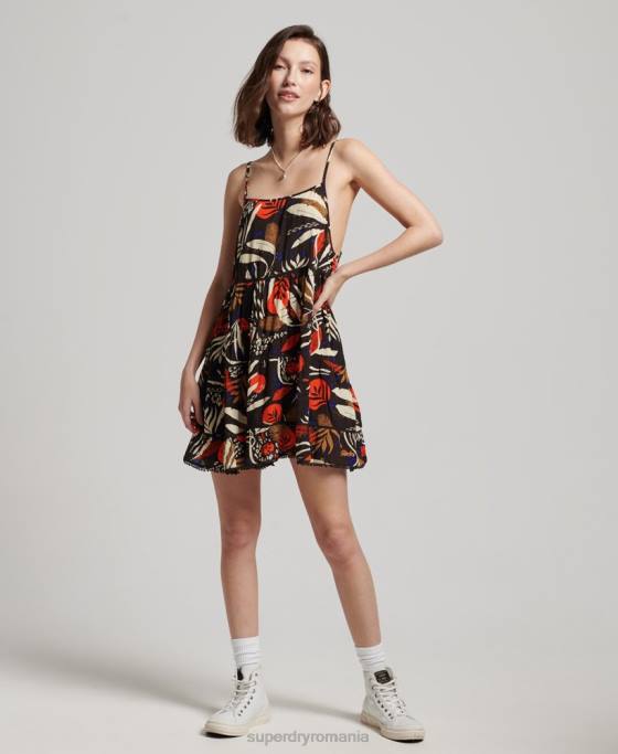 Superdry rochie mini de plajă îmbrăcăminte maro femei JX0Z2504