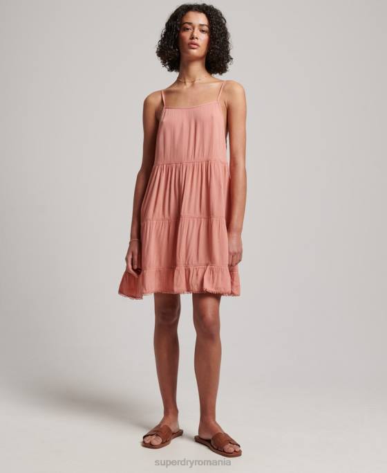 Superdry rochie mini de plajă îmbrăcăminte roz femei JX0Z2379