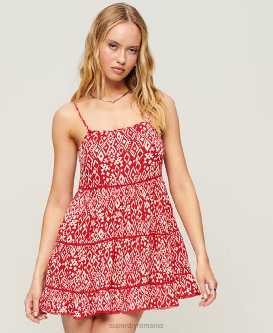 Superdry rochie mini de plajă îmbrăcăminte roșu femei JX0Z2107