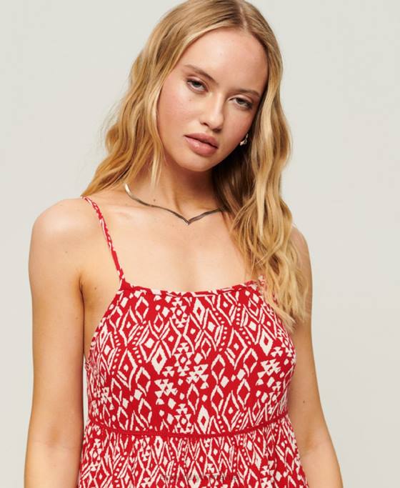 Superdry rochie mini de plajă îmbrăcăminte roșu femei JX0Z2107