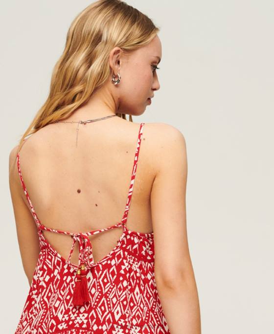 Superdry rochie mini de plajă îmbrăcăminte roșu femei JX0Z2107