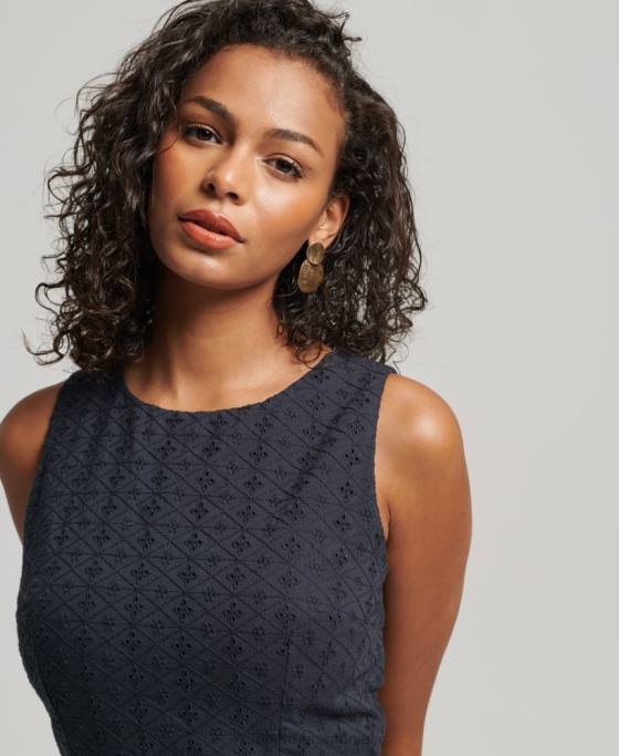 Superdry rochie mini din broderie vintage îmbrăcăminte marina femei JX0Z2387