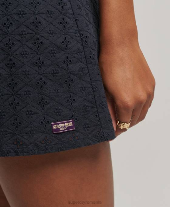 Superdry rochie mini din broderie vintage îmbrăcăminte marina femei JX0Z2387